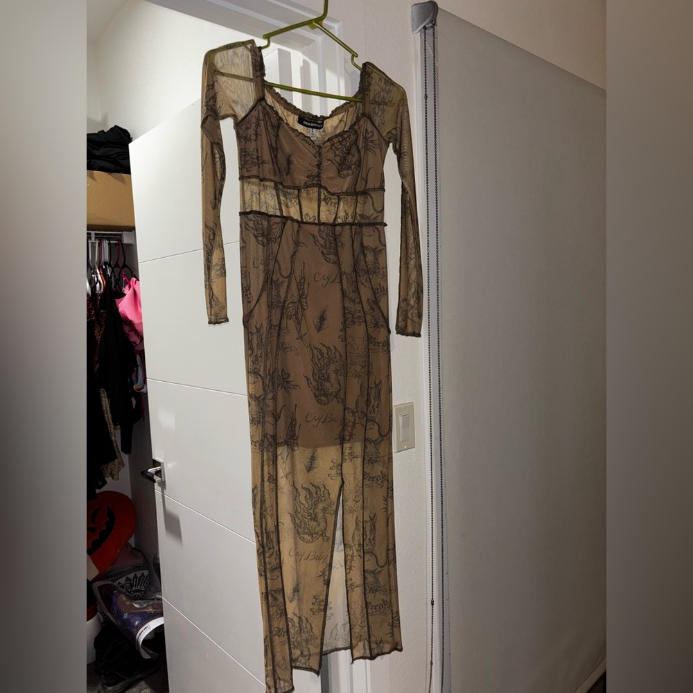 Urban Outfitters Sheer Brown Maxi Dress